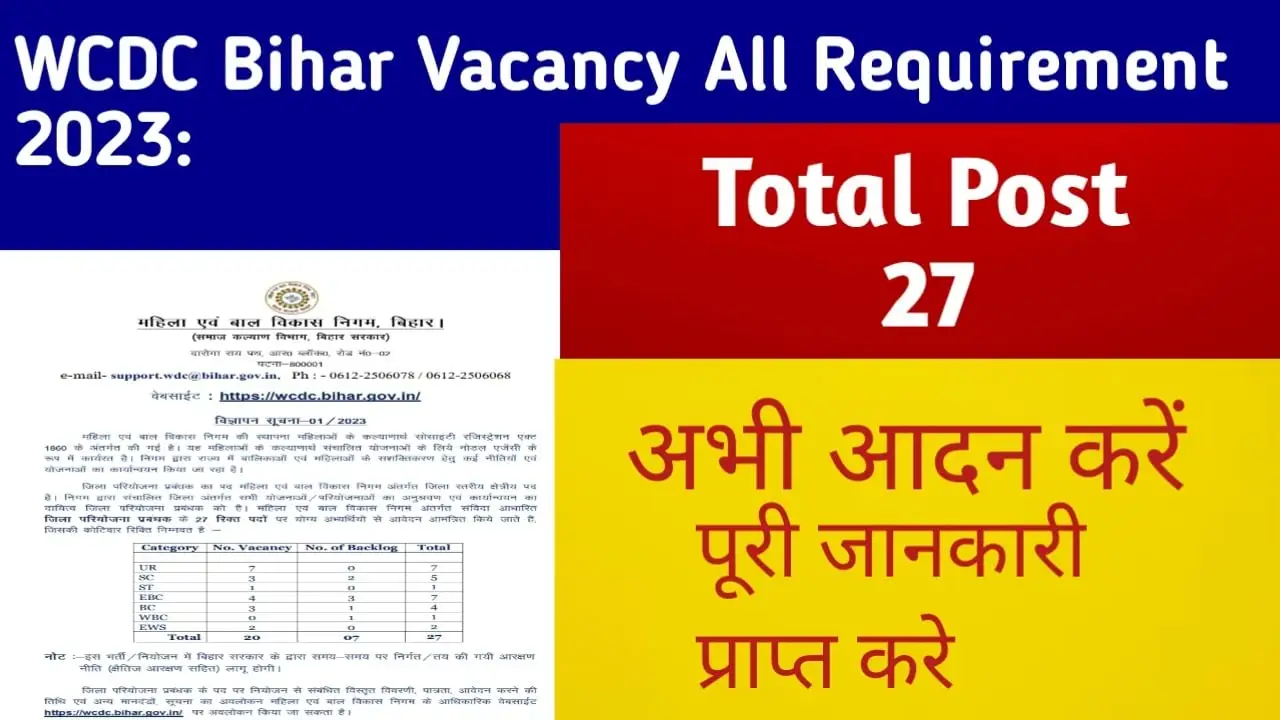 WCDC Bihar Requirement 2023