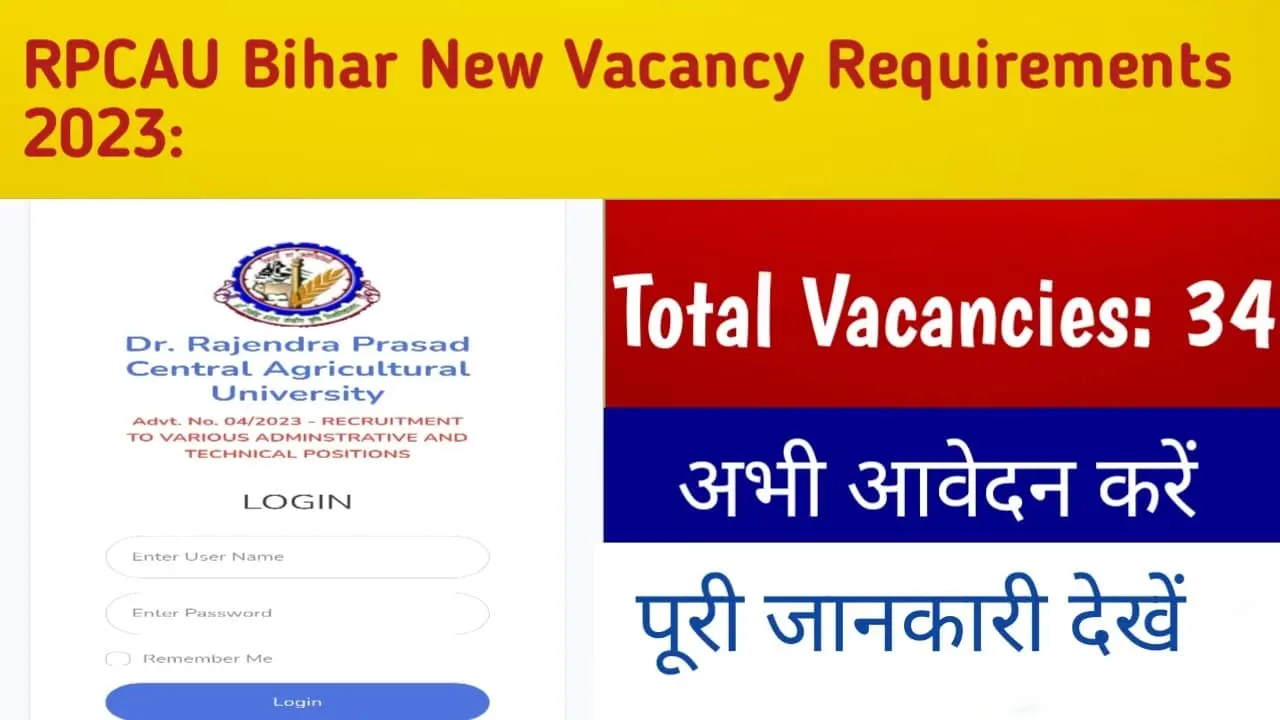 RPCAU Requirement 2023: Apply Online Dr. Rajendra Prasad Central Agricultural University Job Vacancy