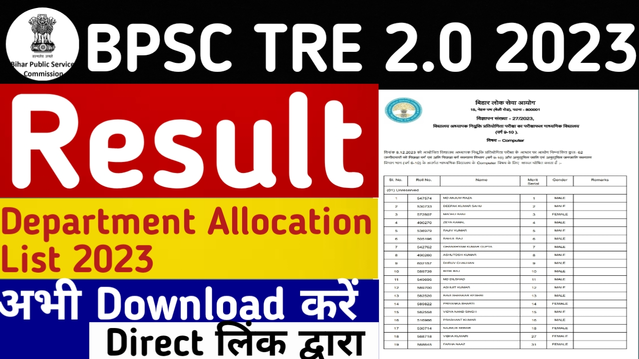 BPSC TRE 2.0 Result 2023