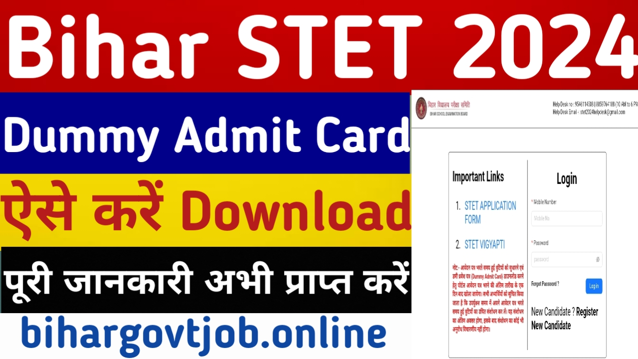 Bihar STET Dummy Admit Card 2024