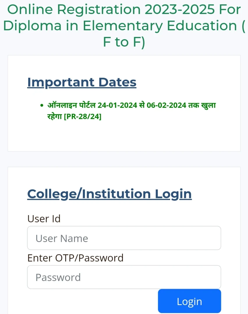 Bihar D.El.ED Registration 2023-25