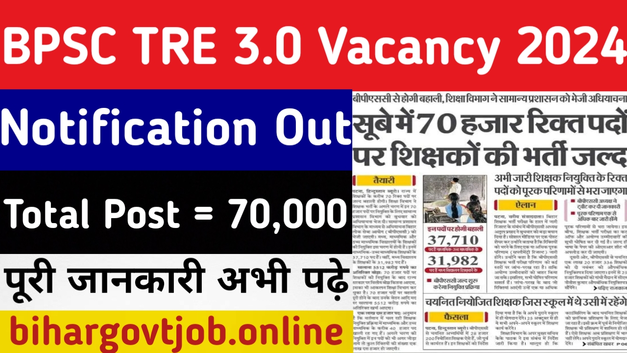 BPSC TRE 3.0 Vacancy 2024