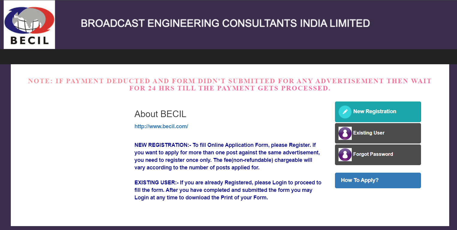 How To Apply For BECIL Vacancy Online Apply 2024