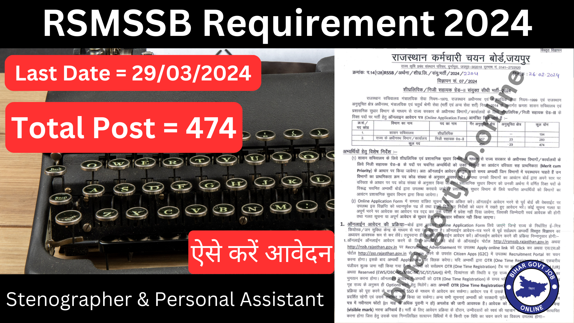 RSMSSB Requirement 2024