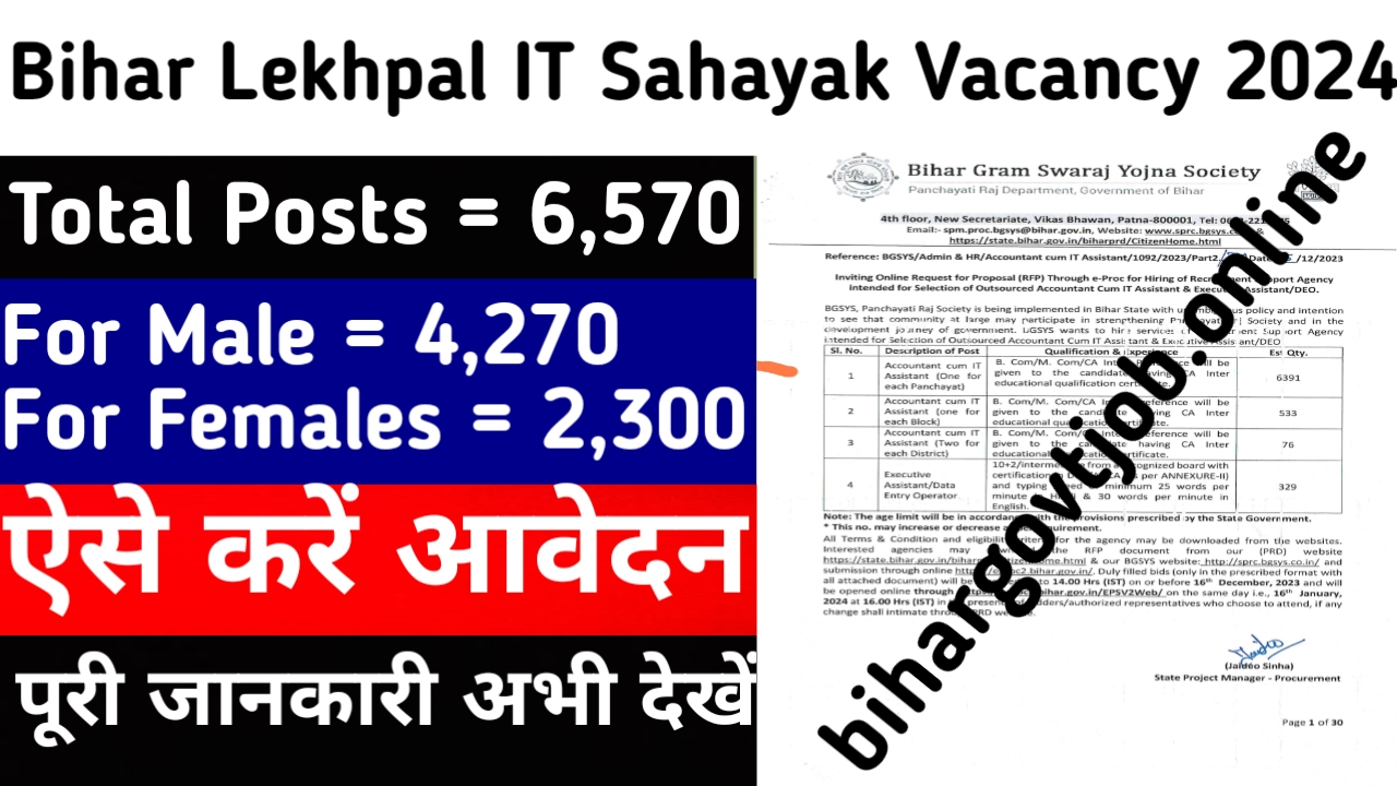 Bihar Lekhpal IT Sahayak Vacancy 2024