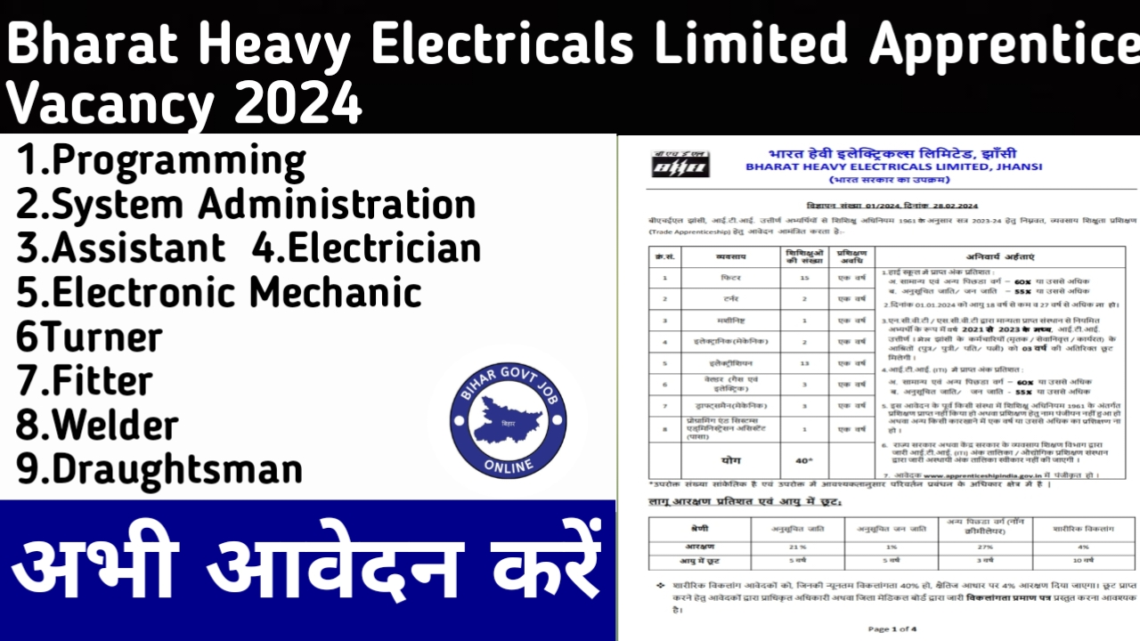 Bharat Heavy Electricals Limited Apprentice Vacancy 2024