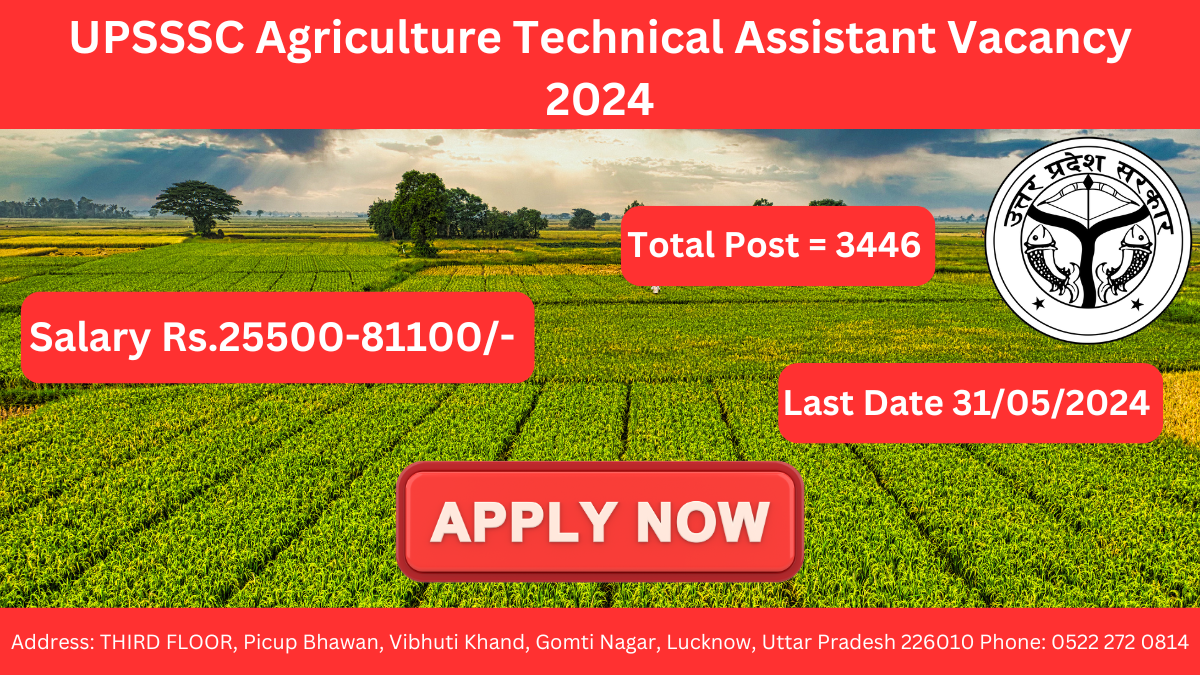 UPSSSC Agriculture Technical Assistant Vacancy 2024