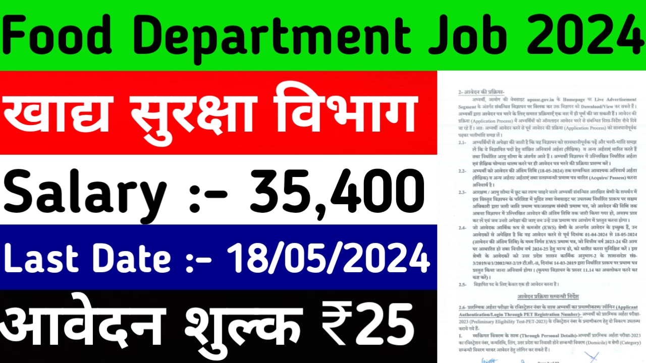 Food Department Job 2024