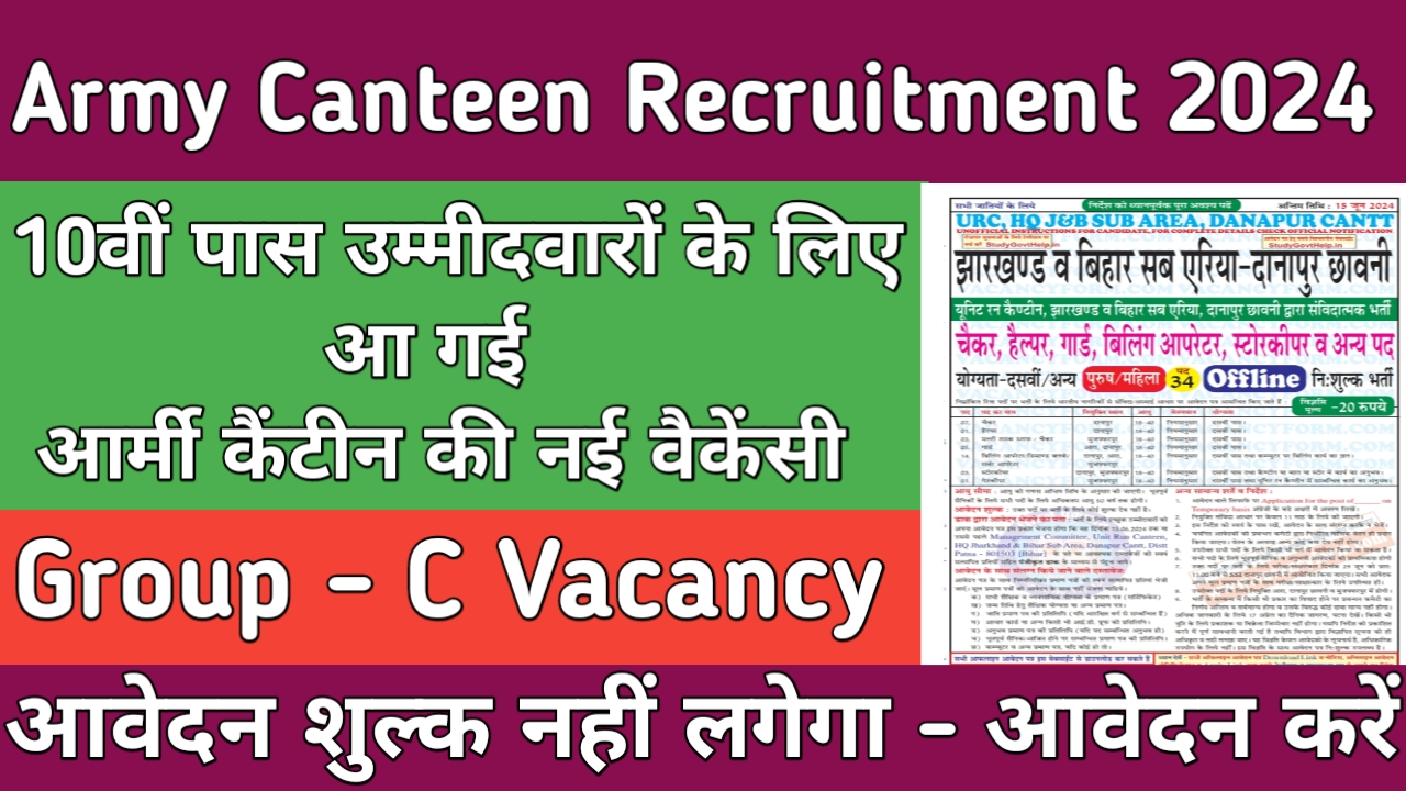 Army Canteen Recruitment 2024